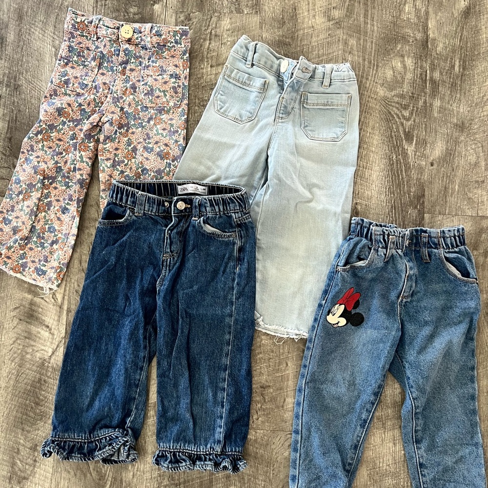 Zara Kids Floral and Denim Jeans Set